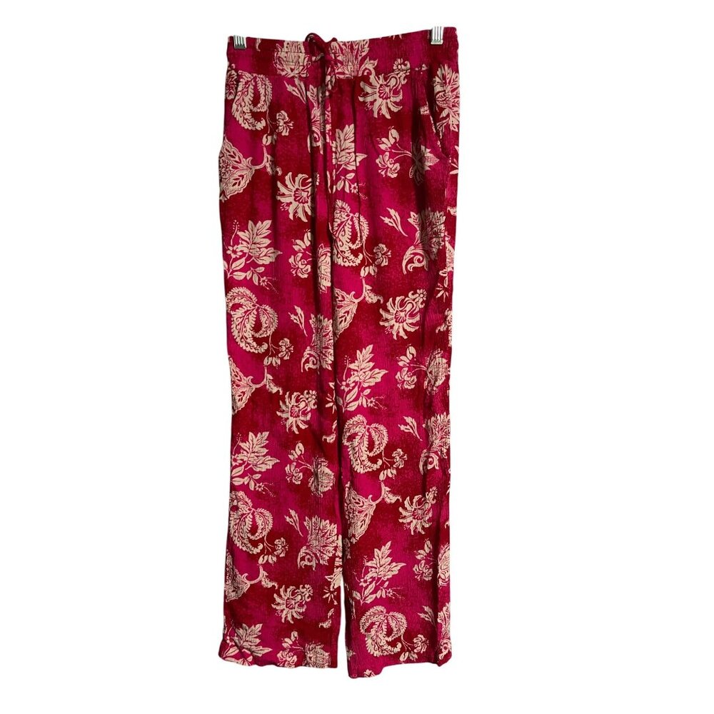 89th + Madison Womens XS Rayon Floral Lounge Pants Pink & White